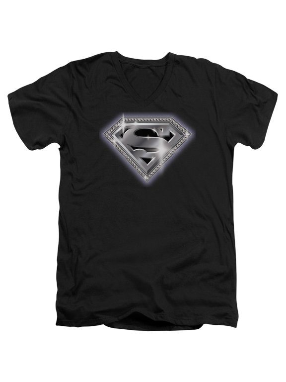 Superman - Bling Shield - Slim Fit V Neck Shirt - Small
