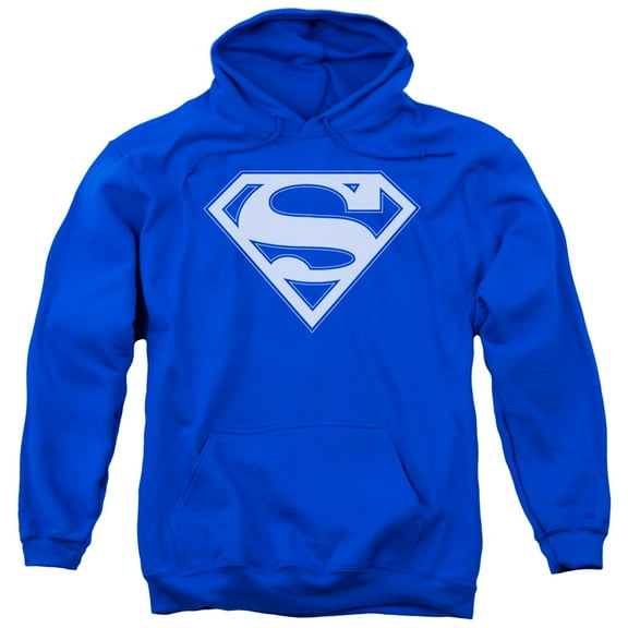 Superman Blue &Amp; White Shield Adult Pullover Hoodie Sweatshirt Royal Blue