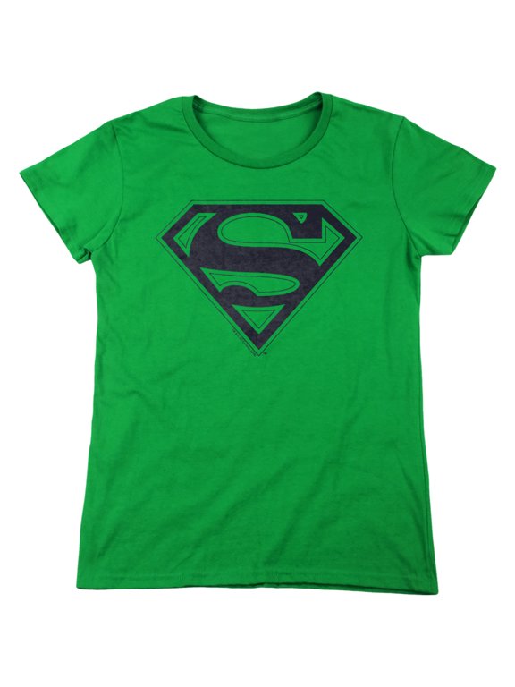 Superman Blue&Navy Shield Women's T Shirt, Kelly Green, Medium