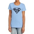 thumbnail image 1 of Superman Blue&Navy Shield Women's T Shirt, Light Blue, Large, 1 of 6