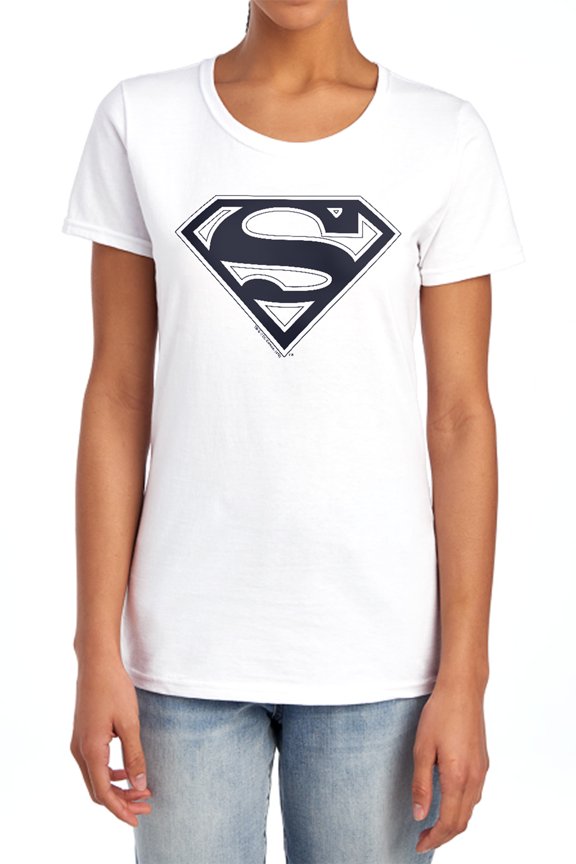 Superman Blue&Navy Shield Women's T Shirt, White, Large
