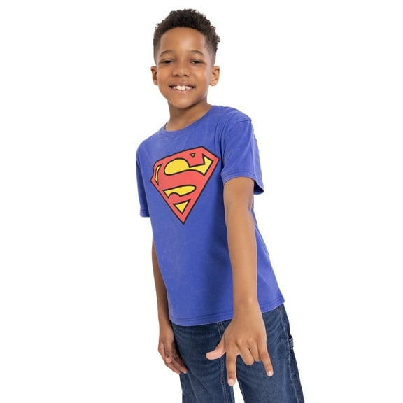 Superman Boys Mineral Washed Graphic Tee with Short Sleeves, Sizes 4-18