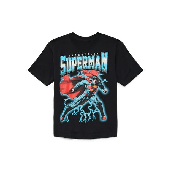 Superman Boys Cotton Graphic Tee with Short Sleeves, Sizes XS-2XL