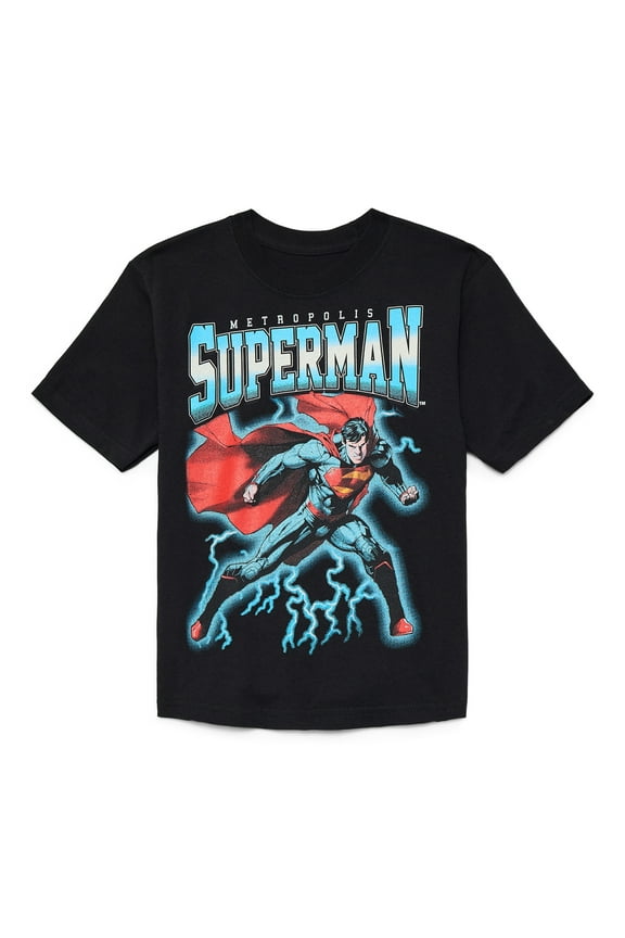 Superman Boys Cotton Graphic Tee with Short Sleeves, Sizes XS-2XL