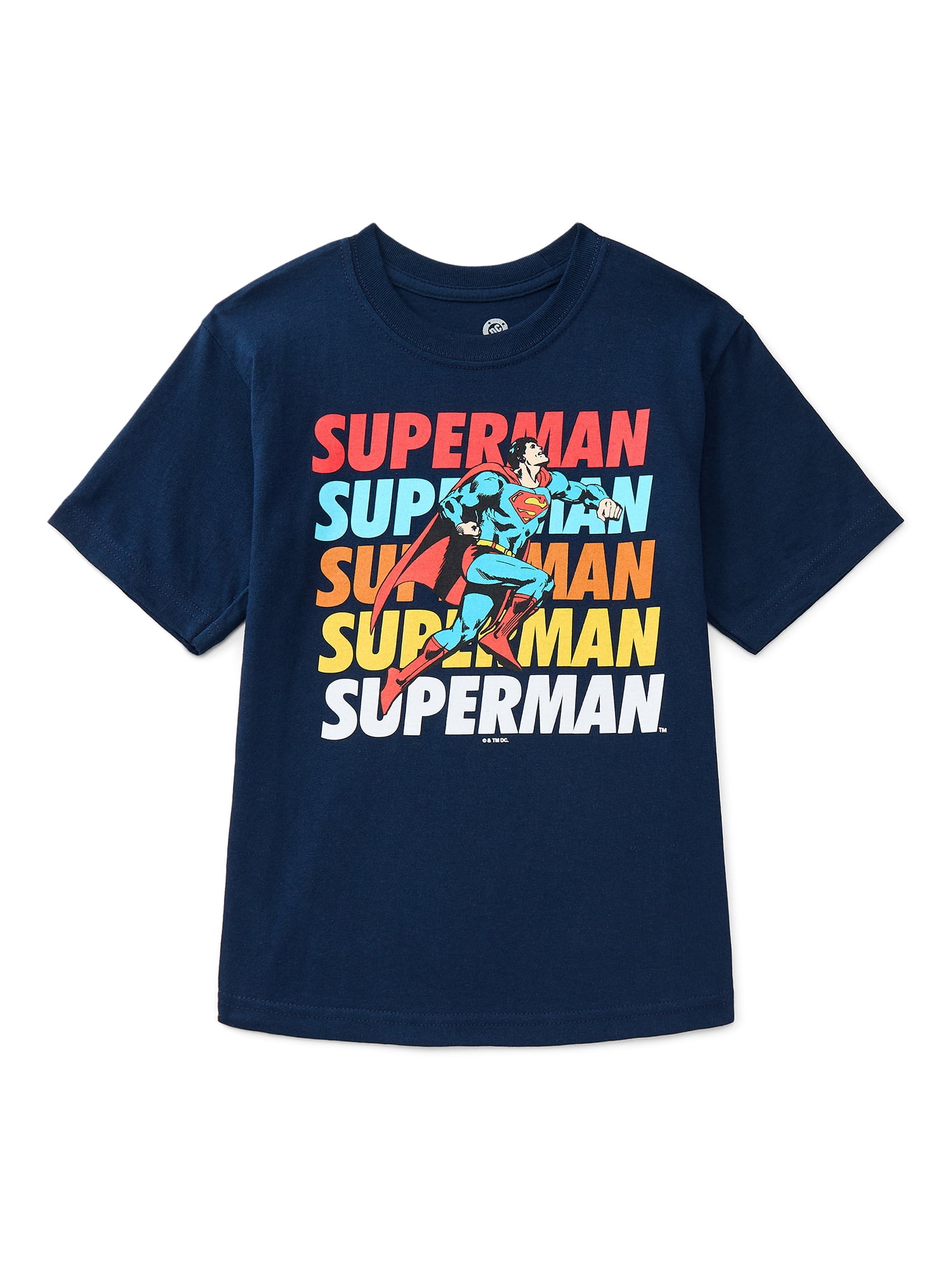 Superman Boys Cotton Graphic Tee with Short Sleeves, Sizes XS-2XL