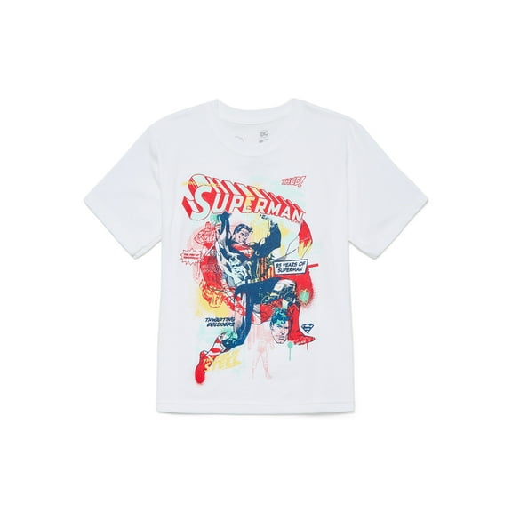 Superman Boys Cotton Graphic Tee with Short Sleeves, Sizes XS-2XL