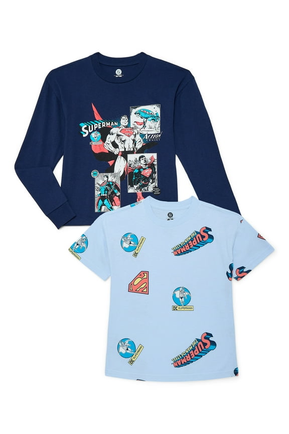 Boys Graphic Short Sleeve and Long Sleeve T-Shirts, 2-Pack, Sizes XS-2XL