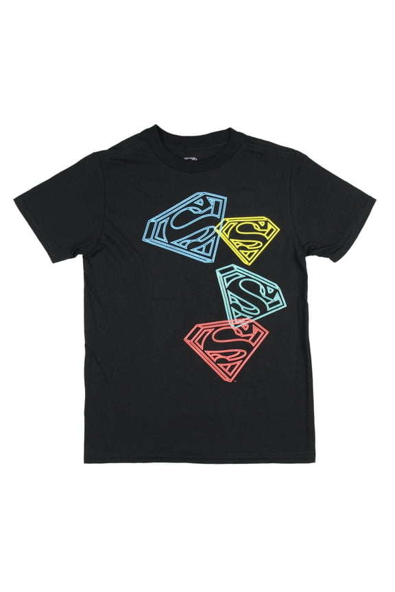 Superman Boys' Iconic Shield Logo on Repeat Youth Graphic Print T-Shirt