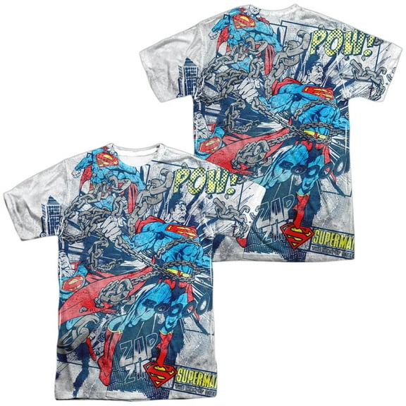Superman Break Free Unisex Adult Sublimated Costume T Shirt (Front/Back), Medium Multicolor