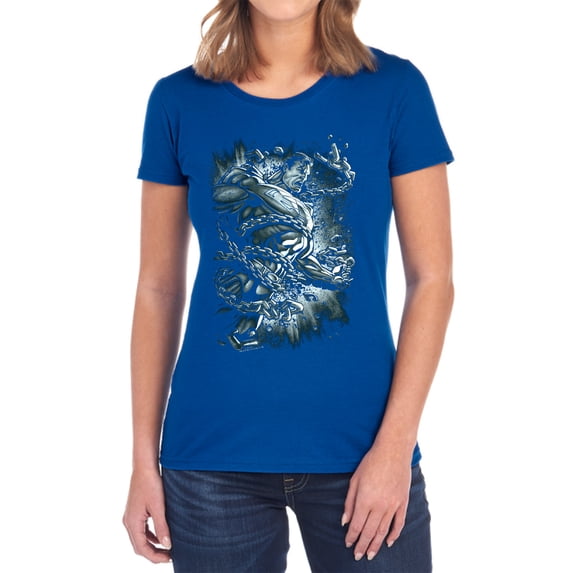 Superman Break Free Women's T Shirt, Royal, 2X-Large