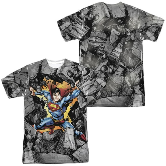 Superman Break On Through Unisex Adult Sublimated Costume T Shirt (Front/Back), 2X-Large Multicolor