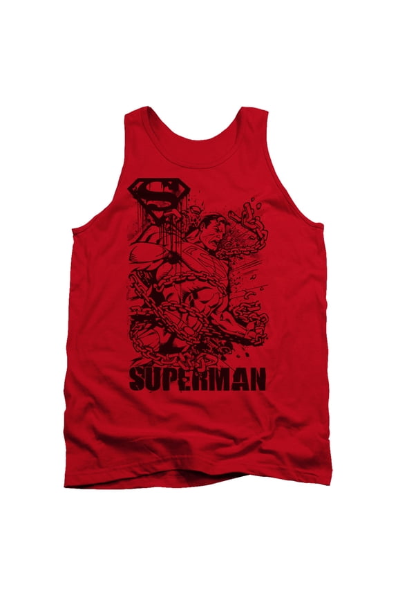 Superman Breaking Chains Adult Tank Top Red