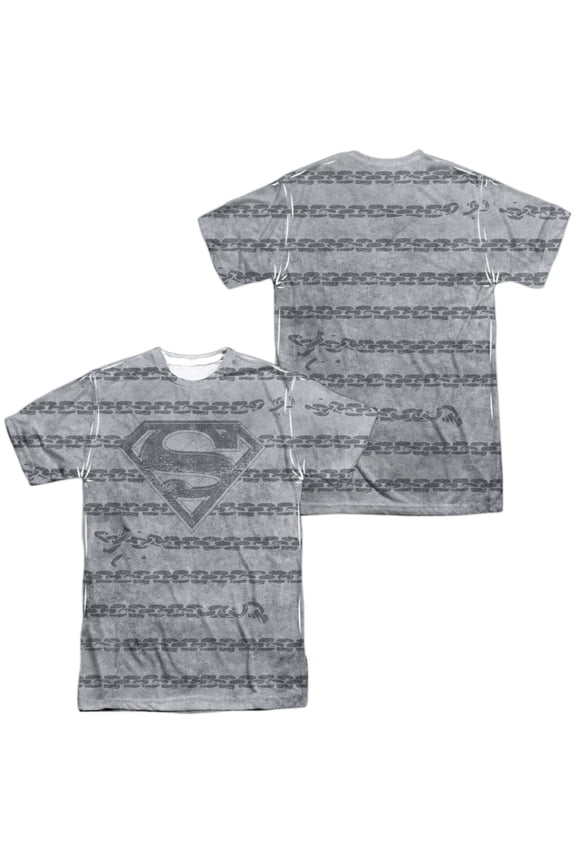 Superman Breaking Chains All Over Unisex Adult Sublimated Costume T Shirt (Front/Back), Small Multicolor