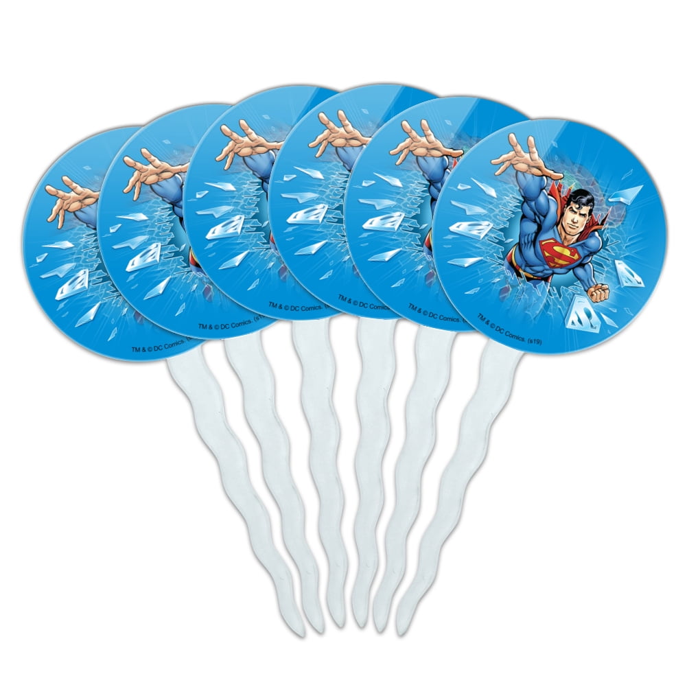 GRAPHICS AND MORE Superman Breaking the Ice Cupcake Picks Toppers Decoration Set of 6