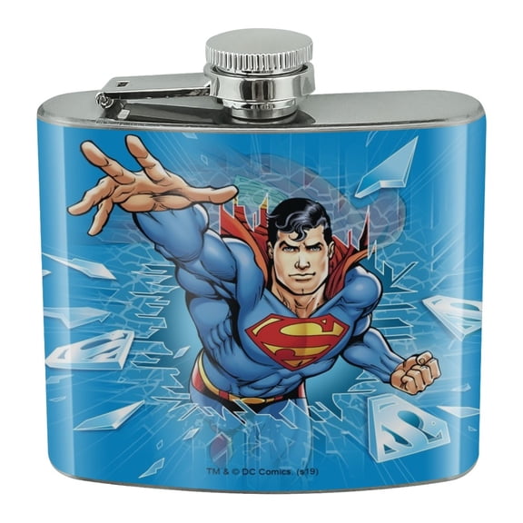 Superman Breaking the Ice Stainless Steel 5oz Hip Drink Kidney Flask
