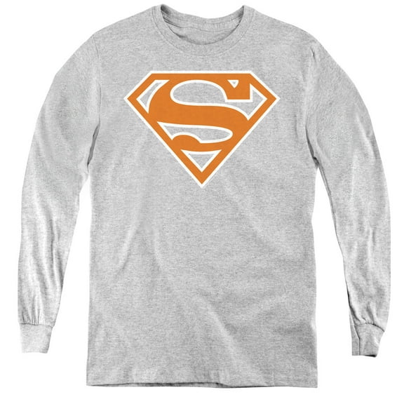 Superman - Burnt Orange&White Shield - Youth Long Sleeve Shirt - X-Large