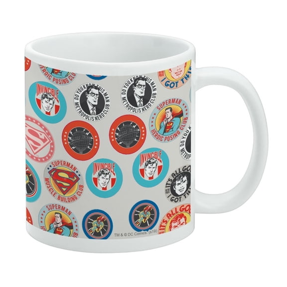 Superman Button Pattern White Mug