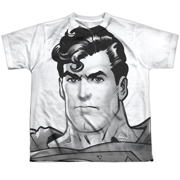 Superman - Bw Supes Head - Youth Short Sleeve Shirt - X-Large