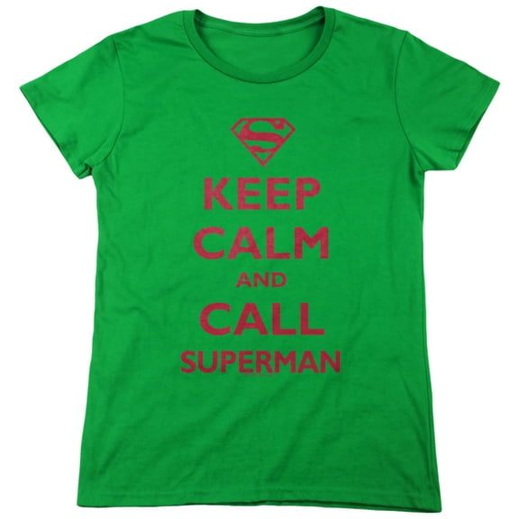 Superman Call Superman Women's T Shirt, Kelly Green, Large