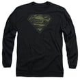 thumbnail image 1 of Superman Camo Logo Distressed Long Sleeve Adult 18/1 T-Shirt Black, 1 of 1