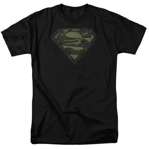 DC Comics - Superman - Camo Logo Distressed - Adult Unisex T-Shirt - Black