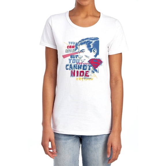 Superman Cannot Hide Women's T Shirt, White, Medium