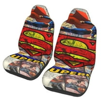 Superman Car Seat Covers 2 Pack Cartoon Print Front Seat Covers Interior Accessory Universal Vehicle Seat Protector Fit for Car Auto Truck Van SUV Sedan