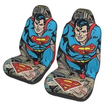 Superman Car Seat Covers 2 Pack Cartoon Print Front Seat Covers Interior Accessory Universal Vehicle Seat Protector Fit for Car Auto Truck Van SUV Sedan
