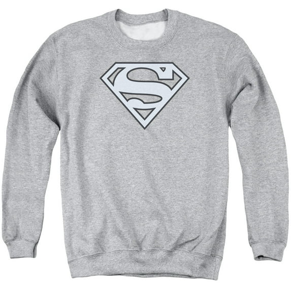 Superman Carolina Blue&Amp;Navy Shield Adult Crewneck Sweatshirt Athletic Heather