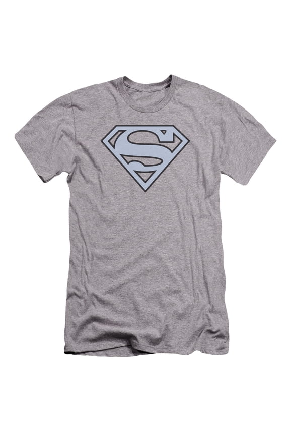 Superman - Carolina Blue&Navy Shield - Premium Slim Fit Short Sleeve Shirt - Large