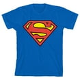 thumbnail image 1 of Superman Cartoon Logo Boy's Royal Blue T-shirt-Small, 1 of 2