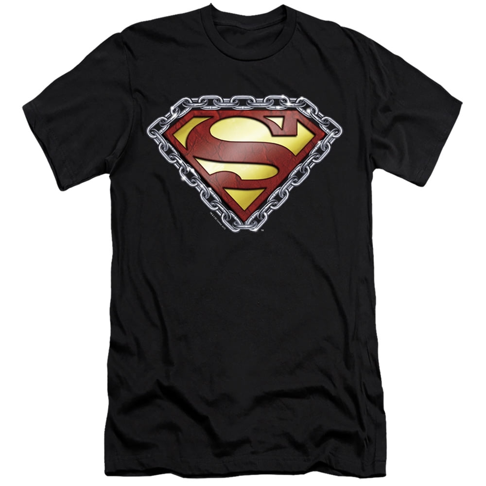Superman Chained Shield Premium Adult Slim Fit 30/1 T-Shirt Black ...