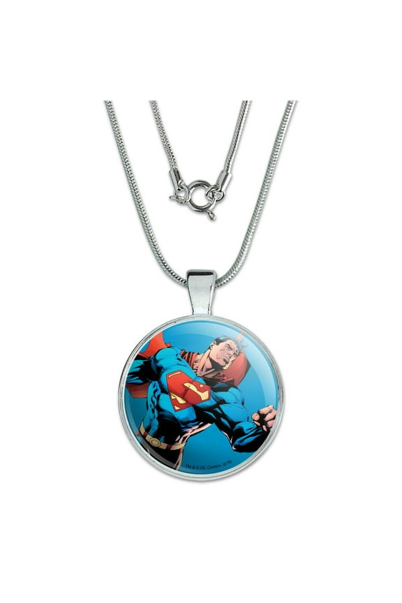 Superman Character 1" Pendant with Sterling Silver Plated Chain