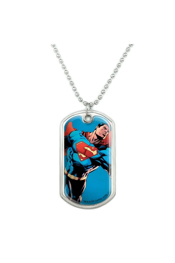 Superman Character Military Dog Tag Pendant Necklace with Chain