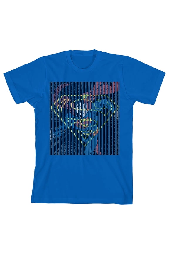 Superman Character and S Logo Youth Royal Blue Graphic Tee-XS