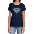 thumbnail image 1 of Superman Checkerboard Women's T Shirt, Navy, Small, 1 of 6