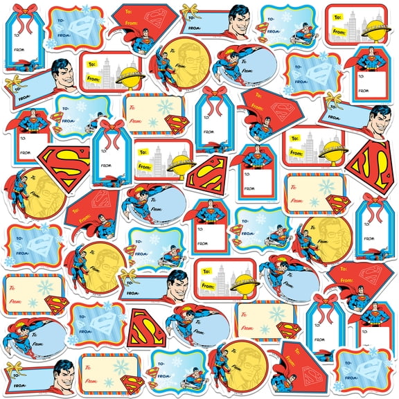 Superman Christmas Labels 50Ct Sticker Pack