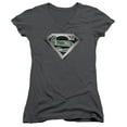 thumbnail image 1 of Superman Circuitry Logo Junior Women's V-Neck T-Shirt Charcoal, 1 of 1