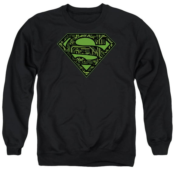 Superman Circuits Shield Adult Crewneck Sweatshirt Black