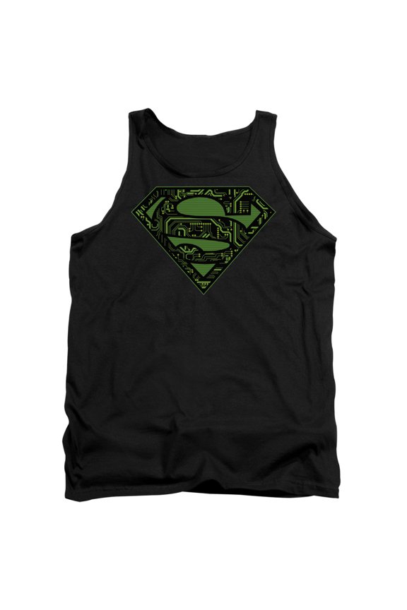Superman Circuits Shield Adult Tank Top Black