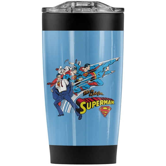 Superman Clark Kent Quick Change Stainless Steel Tumbler 20 oz Coffee Travel Mug/Cup, Vacuum Insulated & Double Wall with Leakproof Sliding Lid | Great for Hot Drinks and Cold Beverages