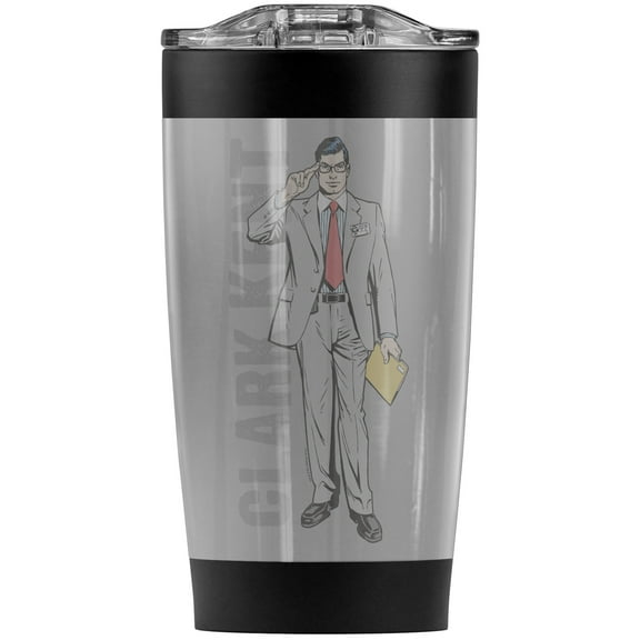 Superman Clark Kent Stainless Steel Tumbler 20 oz Coffee Travel Mug/Cup, Vacuum Insulated & Double Wall with Leakproof Sliding Lid | Great for Hot Drinks and Cold Beverages