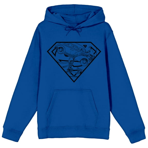 Superman Classic Chest Logo Men's Royal Blue Hoodie-M