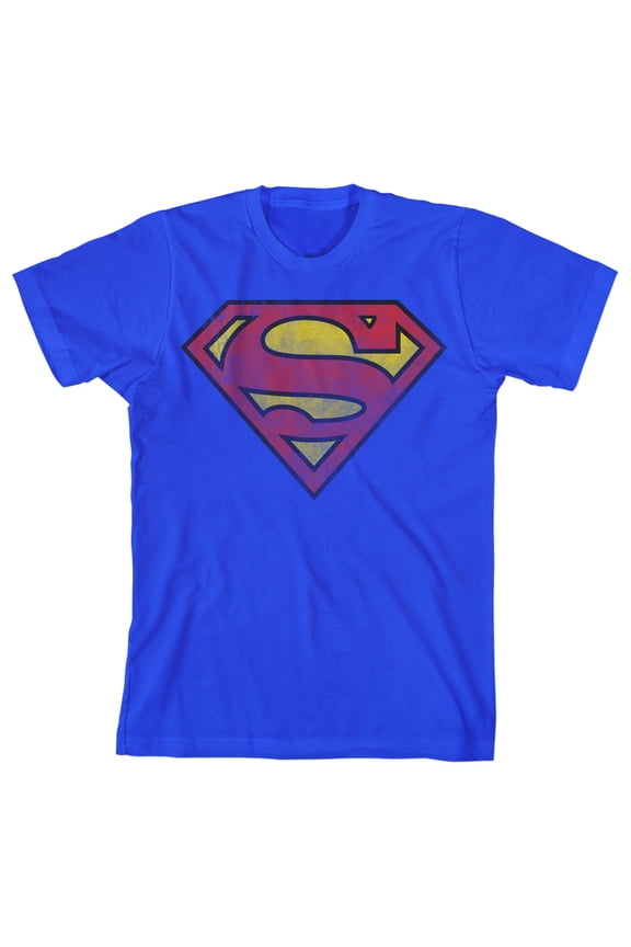 Superman Classic Logo Boy's Royal Blue T-shirt-Small
