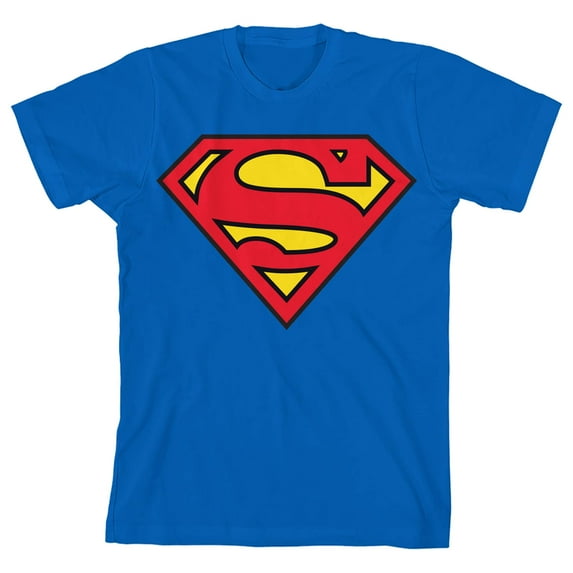 Superman Classic Logo Boy's Royal Blue T-shirt-XL