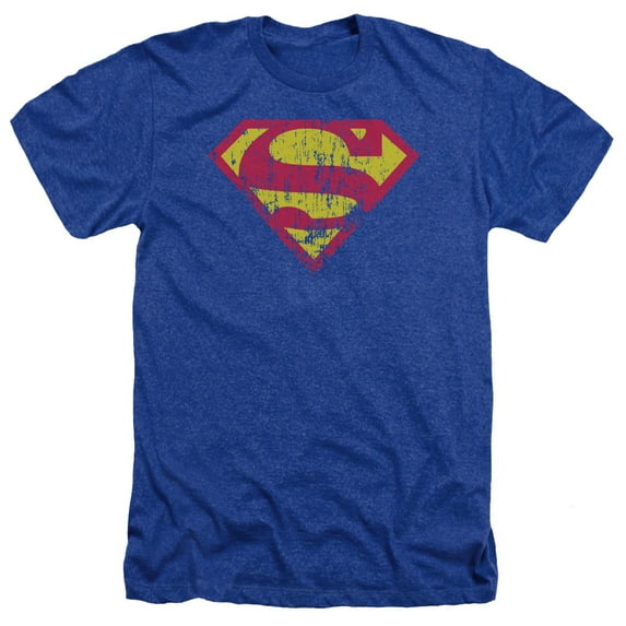 Superman - Classic Logo Distressed - Heather Short Sleeve Shirt - XX-Large