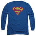 thumbnail image 1 of Superman Classic Logo Distressed Long Sleeve Adult 18/1 T-Shirt Royal Blue, 1 of 1