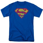 DC Comics - Superman - Classic Logo Distressed #2 - Adult Unisex T-Shirt - Blue