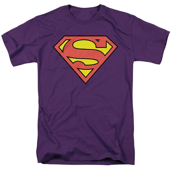 Superman Classic Logo Unisex Adult T Shirt, Purple, Large