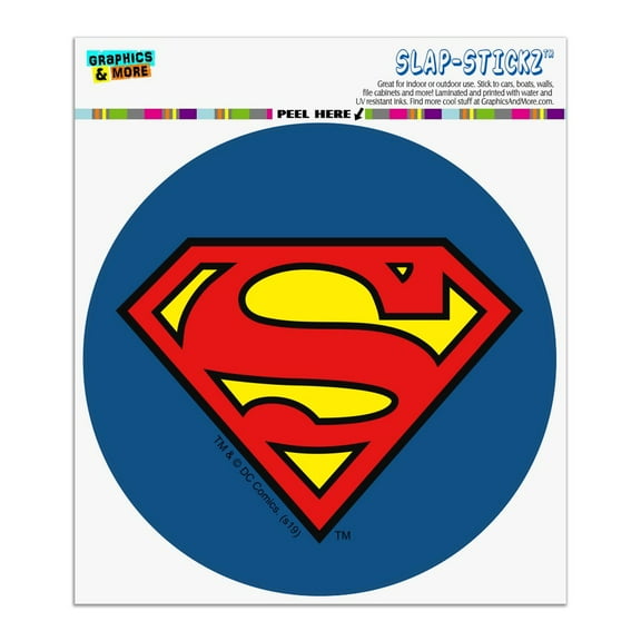 Superman Classic S Shield Logo Automotive Car Window Locker Circle Bumper Sticker